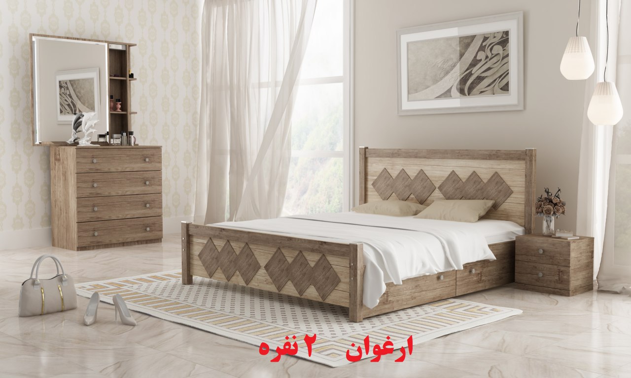 تخت خواب دونفره مدل ارغوان در دو سایز 140 - 160